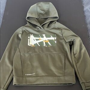 Nike Kids Olive Green Therma-FIT Hooded Pullover with Graphic